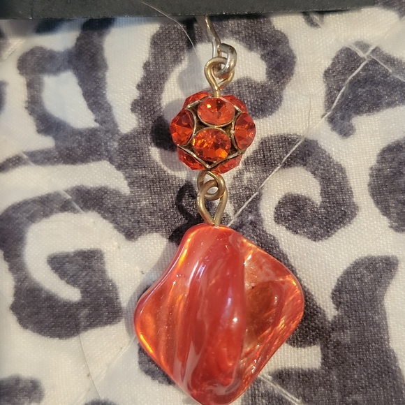 NWT Lane Bryant orange earrings with crystals - Picture 3 of 6